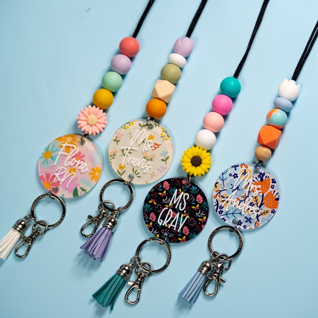Spring Floral Lanyard Personalized Lanyard for Keys Lanyard for Badge