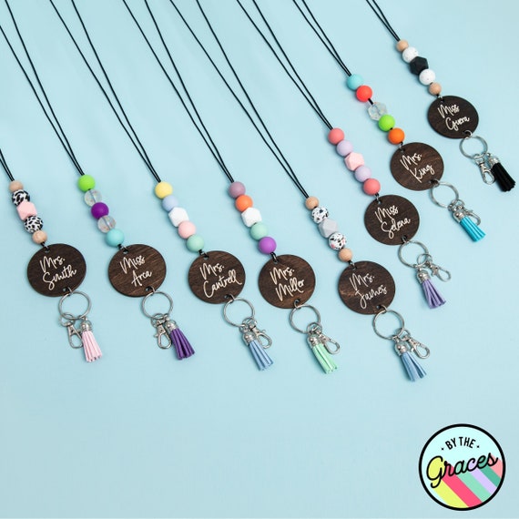 15 Handmade Teacher Gifts That You Can Buy on Etsy 8 Personalized Beaded Lanyard for Keys or ID Badge Teacher