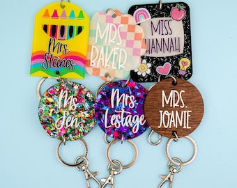 Personalisierte Lanyard Scheibe - Personalisierter Schlüsselanhänger - Lehrer Namensschild