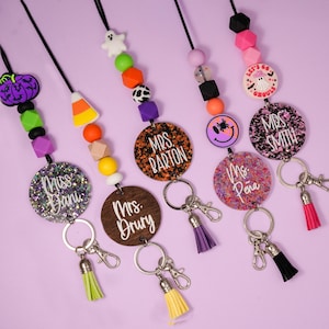 Halloween Trendy Teacher Lanyard - Personalized Lanyard for Keys ID Badge - Halloween Lanyard - Teacher Lanyard with Name - Spooky Lanyard