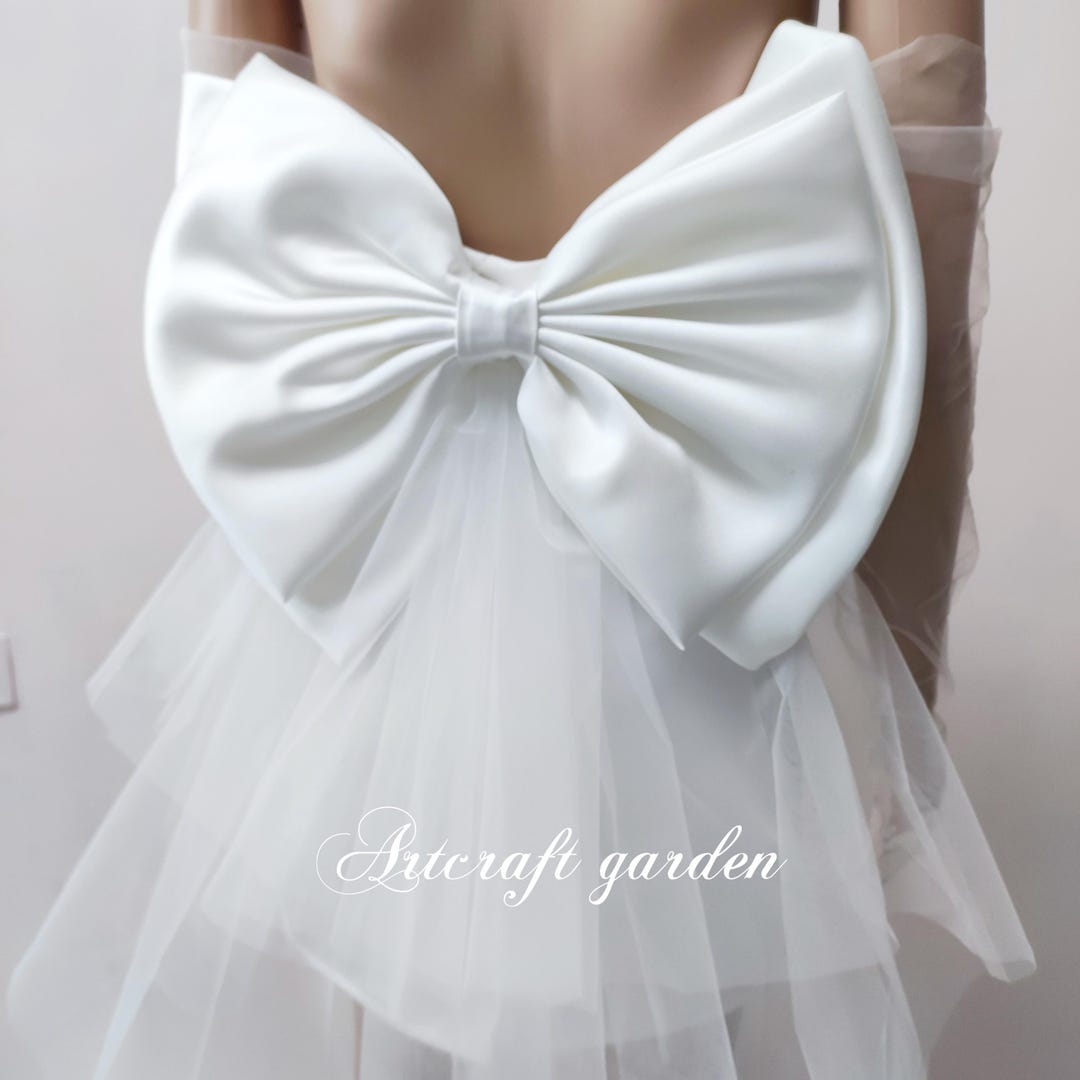 Custom Ivory Black Detachable Wedding Bow Train,bridal Decorate Big Bow ...