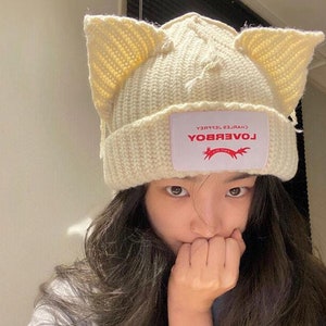 56-58cm autumn winter wool Ins net red small crowd design Loverboy cat pig ear wool lovers wool hat cold hat cap ,party hat H149