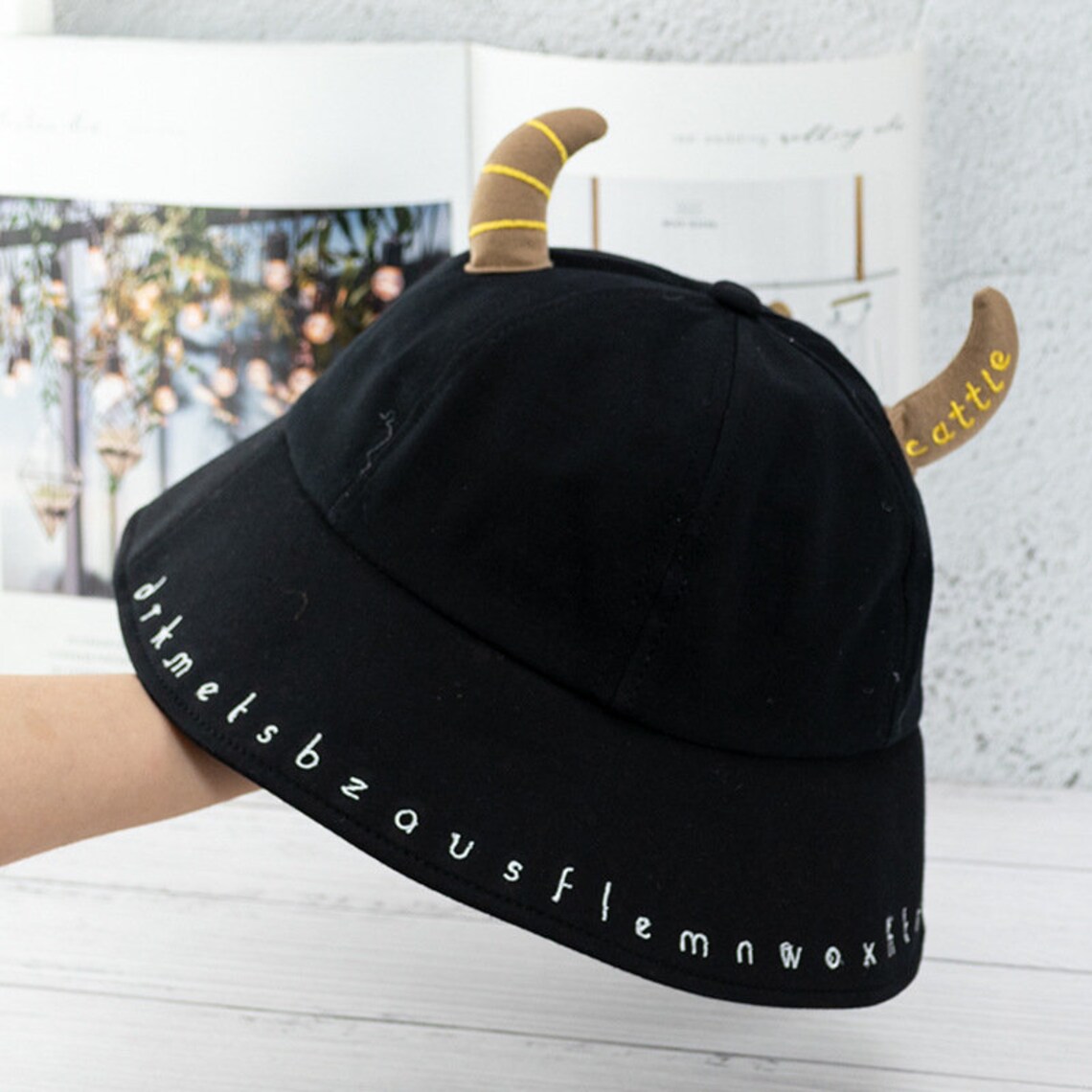 5color cotton cute ox horn bucket hatgift hat for girl Etsy