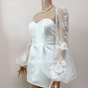 Custom sleeves,long wedding sleeves,embroidery lace sleeves,applique puffy bridal dress sleeves