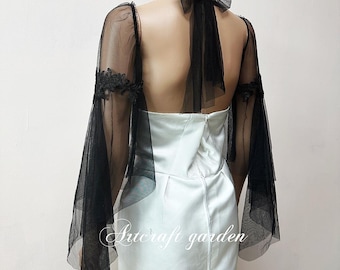 Mangas de encaje negro para novias: Accesorios desmontables para vestidos de novia, personalizados