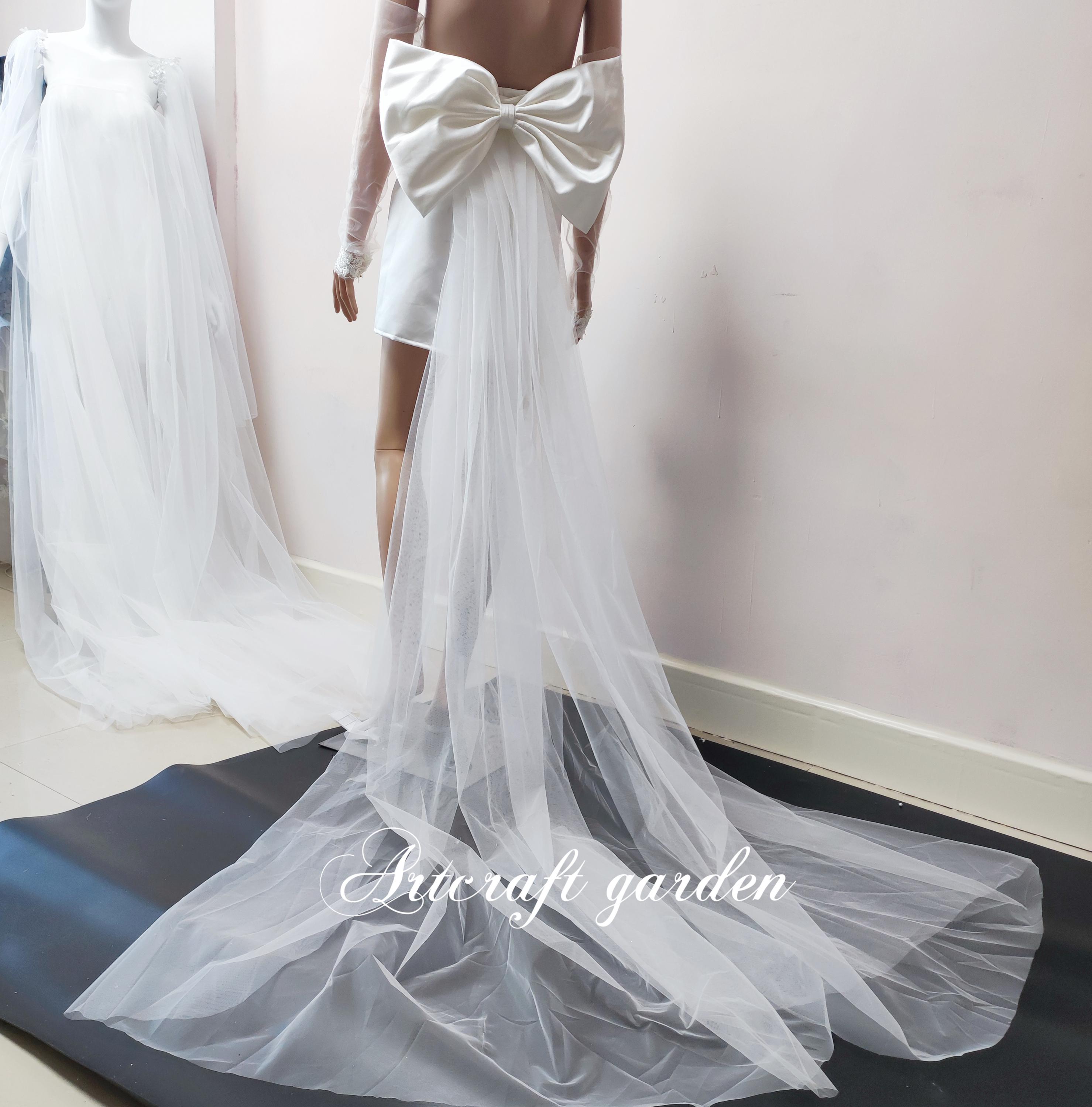 Elegant Dove  ivory Satin Bridal Removable Bow Train - Women Accessories Detachable Bow for Wedding Dress Large, Oversize Mikado Bow  main image 4