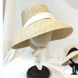 56-58cm  round top  French black ribbon Wheat stalk straw hat, holiday sun proof beach sun visor, simple and versatile beach hat 2021330