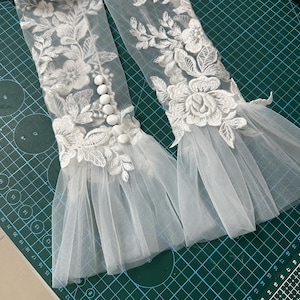 Custom Ivory cotton sequin lace shoulder sleeves for bridal  Carol Buchanan
