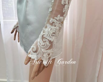 Abnehmbare Applikation Spitze Hochzeit Handschuhe Benutzerdefinierte Braut Ärmel SG-US