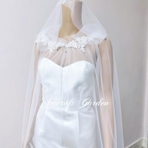 Ivory Lace Bridal Tulle Cape: Wedding Veil Train customized