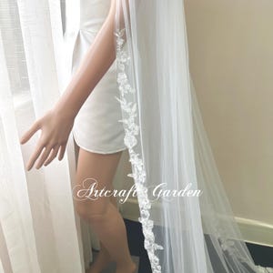 Cathedral Wedding Veil: Ivory Lace, Crystal Sequins, Beaded Bridal Veil JL