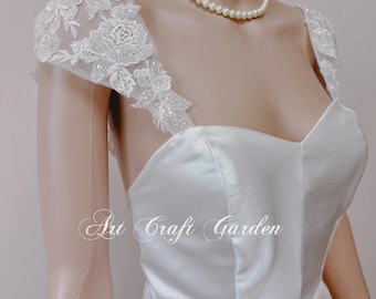 Custom Beaded Lace Wedding Dress Straps: Detachable Bridal CAP Sleeves