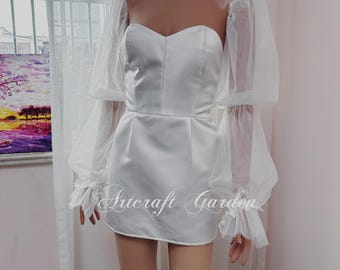 Detachable Puffy Lace Wedding Sleeves: Button-Up Bridal Sleeves LB