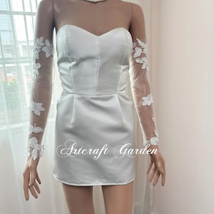 Custom super simple style fingerless gloves.detachable lace bridal gloves IV