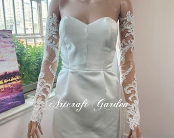 Guantes de novia extra largos personalizados, mangas de boda para novias Brittany Schaefer