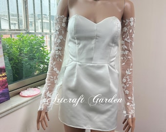 Handmade tiny beads lace Wedding Sleeves,detached Bridal lace gloves for Kirsty Smith