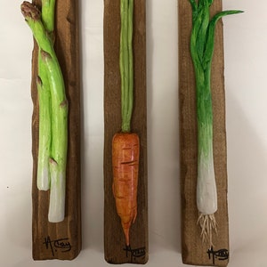 Green onion, asparagus or carrot wall art clay (#2 plaques)