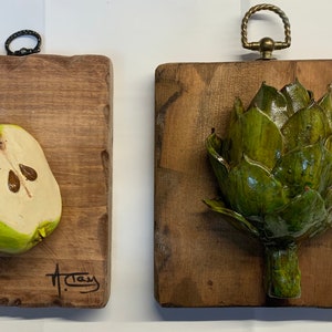 Blackberries, Artichoke or green apple wall art clay