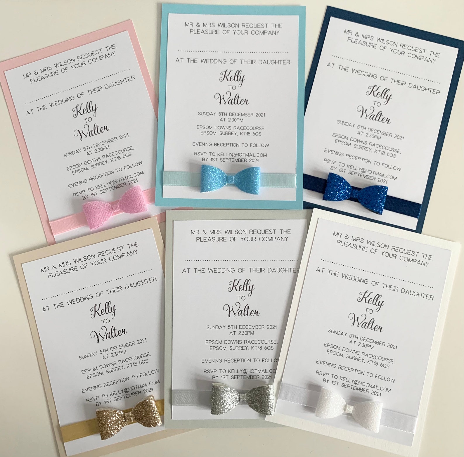 Personalised Wedding Invitations Variety of Colours Ribbon Etsy