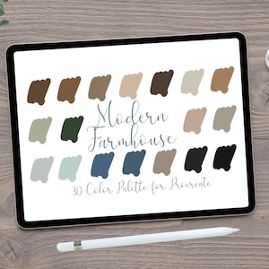 Modern Farmhouse Color Palette for Procreate- Procreate Color Swatch - Boho Color Palette