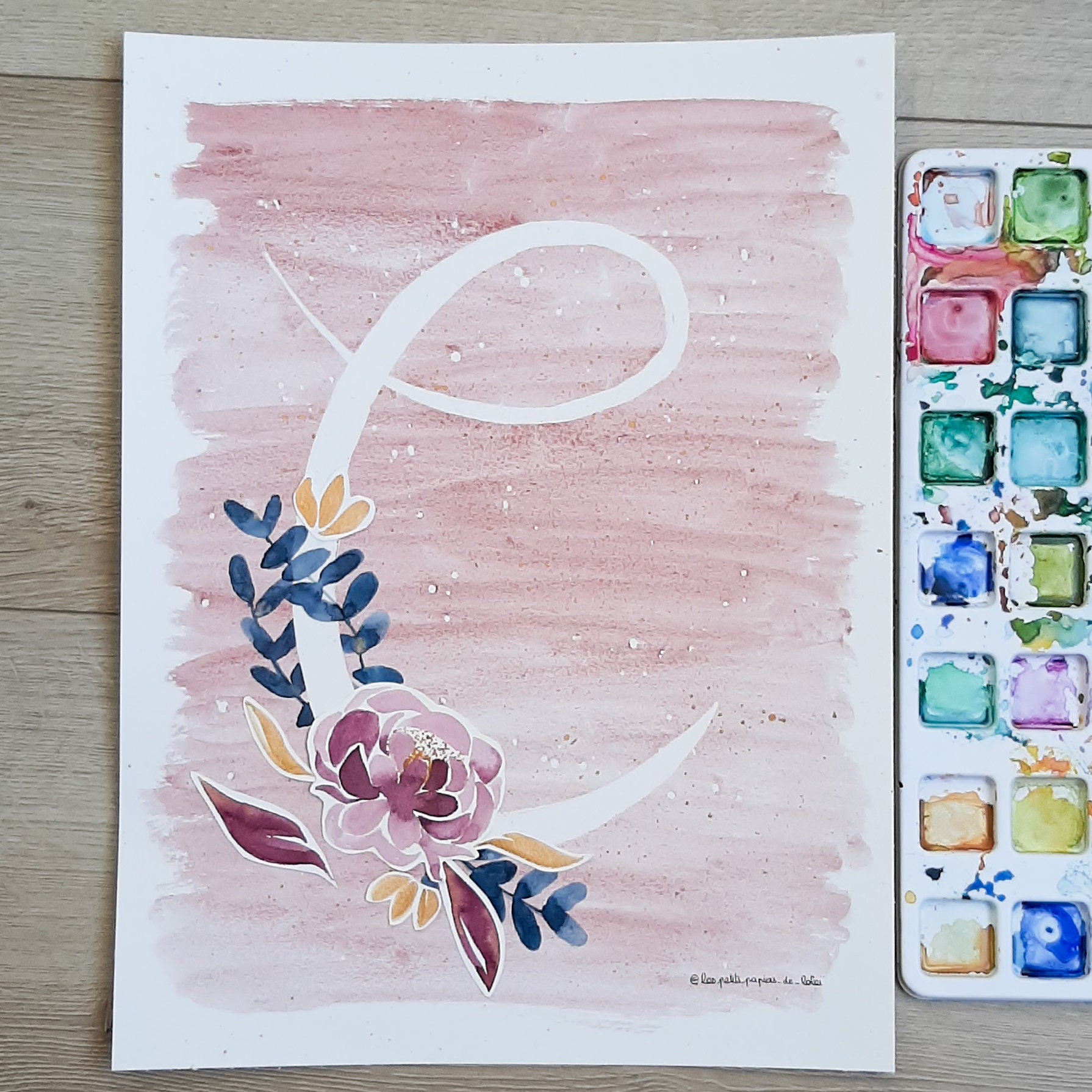 Affiche Aquarelle Personalisée Initiale