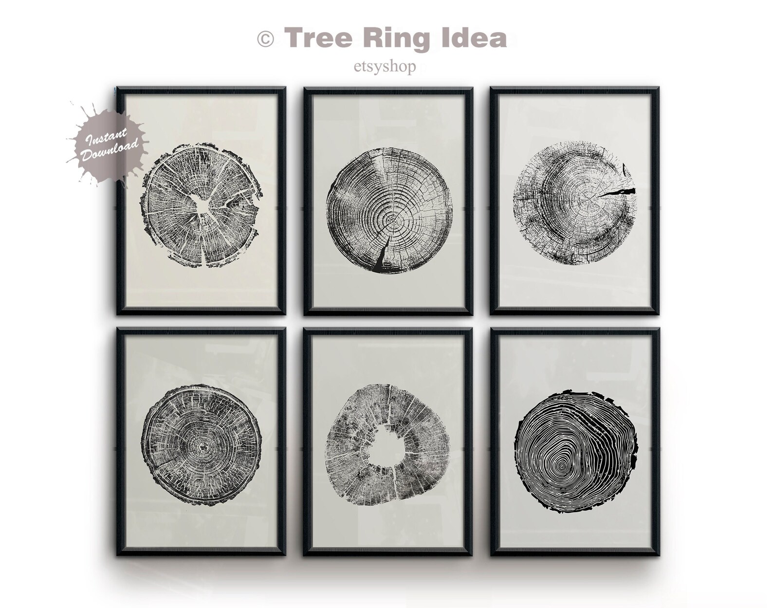 Tree Ring Art Print Tree Ring Print Set of 6 Prints Log Etsy