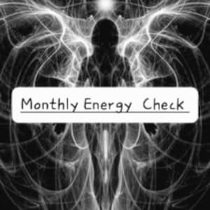 Puede incluir: Una imagen en blanco y negro de una persona con alas, rodeada de una luz blanca. El texto "Monthly Energy Check" est&aacute; escrito en un cuadro blanco.