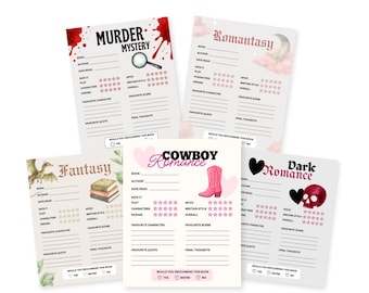Book Club Guide Printout, PDF Download, Book Review Card PDF, Instant Download