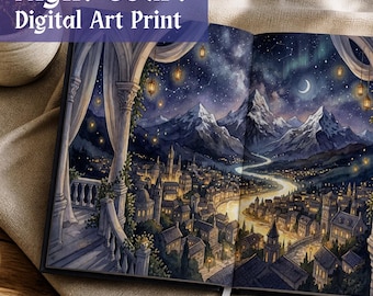 Court of Starlight Art Print, Art Print, Fantasy Merch, ACOTAR endpaper, Fantasy Art print, Digital endpapers, Book Art