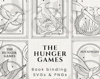 The Hunger Games Inspired Full Set Book Rebind Cover, Bookbinding PNG, Hunger Games Cricut SVG, Fantasy book rebind, Custom Library Decor