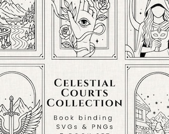 Celestial Courts Collection, Book binding Inspired Covers SVG & PNG Bundle – Full Series Designs (Digital Download)