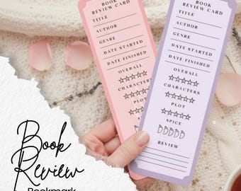 Book Review Bookmark Template, Reading Journal Insert (Digital Download)