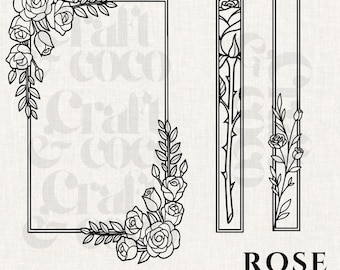Rose Floral Garden Book Binding SVG, Vintage Roses book cover PNG (Digital Download)