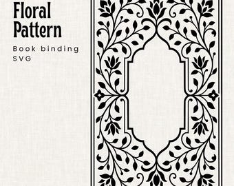 Floral Pattern Book Cover SVG, Customizable Bookbinding File (Digital Download)