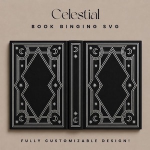 Celestial Book Binding SVG – Customizable Cosmic Journal Designs (Digital Download)