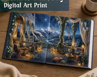 Star Court Inspired Art Print, Art Print, Fantasy Merch, Velaris endpaper, Fantasy Wall Art, Digital endpapers, Book Art