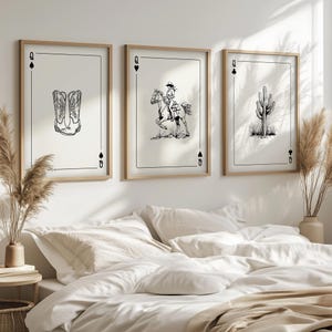 Bundle d'art mural carte western, art mural galerie, affiche Far West, décoration de chambre d'enfant cow-boy, cow-girl vintage, téléchargement numérique, lot de 3 impressions