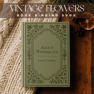Vintage Floral Book Cover SVG, Customizable Bookbinding File (Digital Download)