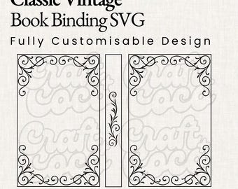 Flourish Book Cover SVG - Vintage Ornate Border Design (8x5 inches)