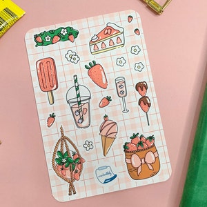 Strawberry matte stickers (bullet, journaling, decoration, scrap, etc.)