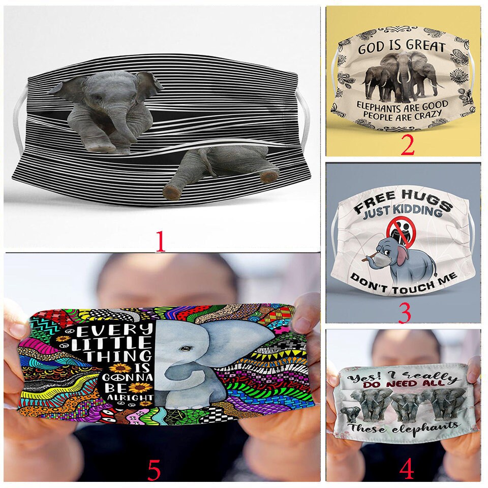 Elephant Washable Face Mask Elephant Face Mask for Elephant Etsy UK