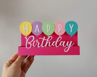 Happy Birthday Balloons Card | 3D Papercut SVG Card Cut File | Cricut DIY