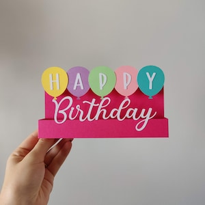 Tarjeta de globos del feliz cumpleaños | Archivo de corte de tarjeta SVG de corte de papel 3D ? bricolaje