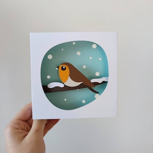 Schneevogelkarte | 3D-Papierschnitt-SVG-Kartenschnittdatei | Cricut-Heimwerker