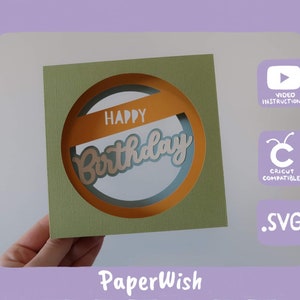 Alles Gute zum Geburtstag Layer-Karte | 3D Papercut SVG-Kartenschnittdatei | Cricut DIY