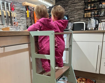 Tour pour enfants Twin Sibilings, tour Montessori double, échelle d'apprentissage pour JUMEAUX, escabeau de cuisine pour tout-petits, tabouret d'apprentissage,