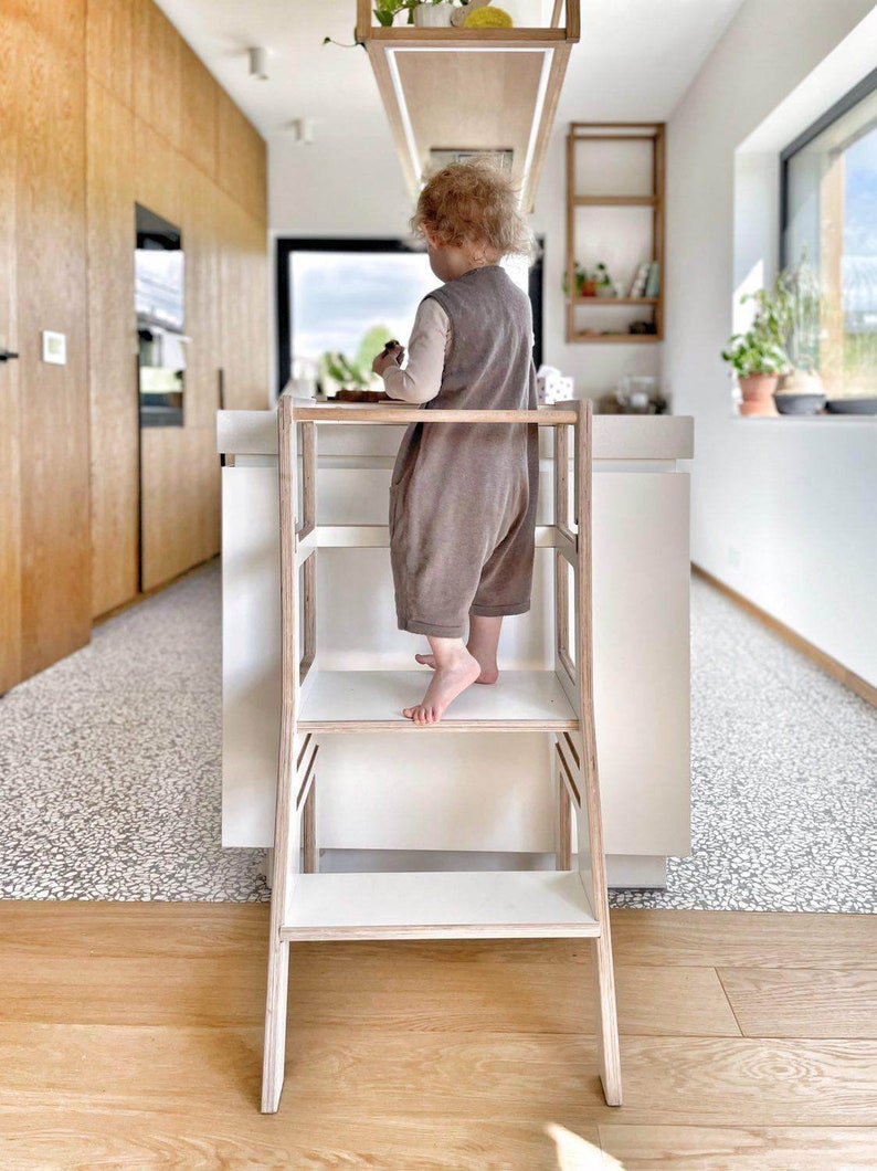 Kitchen Helper Delux Keukenhulpje Deluxe Opstapje Leer Toren Kinderen en baby's Keukentoren Verstelbare toren Montessori toren afbeelding 3