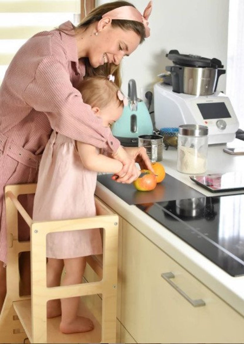 Kitchen Helper Delux Keukenhulpje Deluxe Opstapje Leer Toren Kinderen en baby's Keukentoren Verstelbare toren Montessori toren afbeelding 8