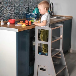 Platform One-year-old Gift Wooden Platform Safe Kitchen Tower for Baby Birthday Gift Platform Kitchen for Toddler Platform Gift Safe Stool zdjęcie 5