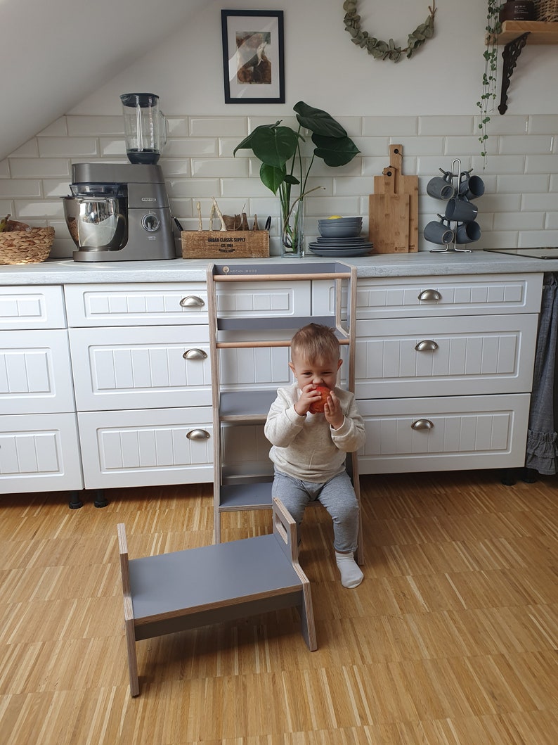 Échelle de cuisine, étagère pour tout-petits Tabouret réglable pour tout-petits, escabeau pour enfant, échafaudage de cuisine Montessori, tour réglable, meubles Montessori, image 6